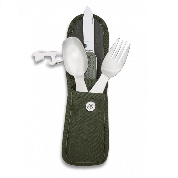 Set Cubiertos Camping Outdoor con funda